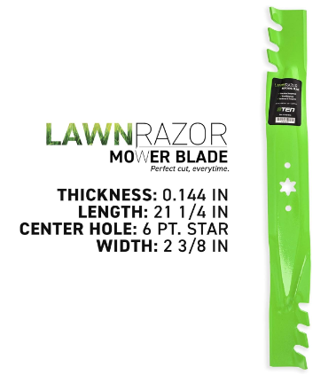 infographic picture explaining the main features of bten lawnrazor mower blade